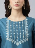 Morpeach Poly Silk Embroidered Straight Salwar Kameez for Mehndi - 1
