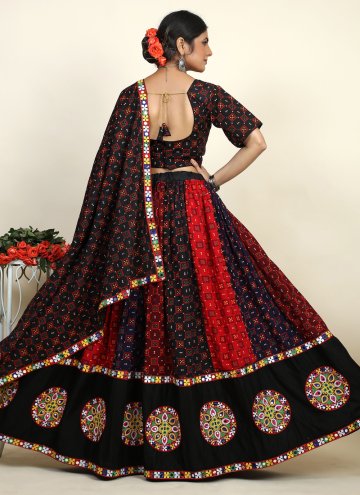 Multi Colour A Line Lehenga Choli in Cotton  with Embroidered