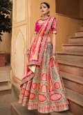 Multi Colour A Line Lehenga Choli in Silk with Embroidered - 1