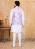 Multi Colour and Off White Lucknowi Printed Kurta Payjama With Jacket - 1