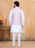 Multi Colour and Off White Lucknowi Printed Kurta Payjama With Jacket for Ceremonial - 1