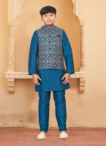 Multi Colour and Teal color Silk Kurta Payjama With Jacket with Digital Print