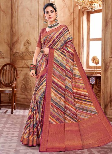 Multi Colour Art Silk Digital Print Trendy Saree for Ceremonial