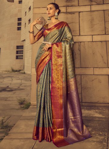 Multi Colour Banarasi Woven Contemporary Saree