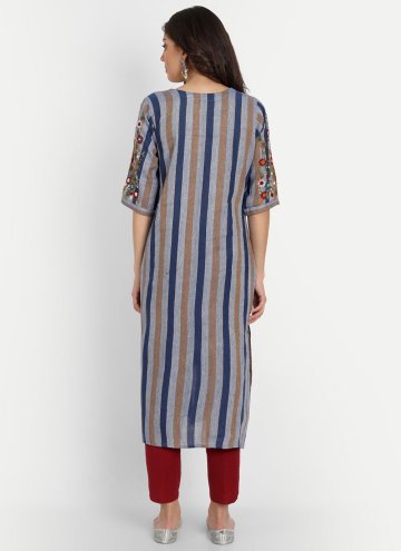 Multi Colour Casual Kurti in Cotton  with Embroidered