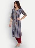 Multi Colour Casual Kurti in Cotton  with Embroidered - 3