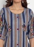 Multi Colour Casual Kurti in Cotton  with Embroidered - 4