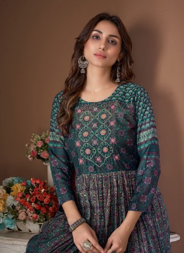 Multi Colour Casual Kurti in Muslin with Embroidered