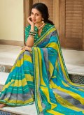 Multi Colour Chiffon Gota Work Designer Saree for Ceremonial - 1
