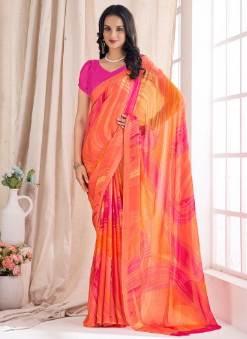 Multi Colour Chiffon Printed Contemporary Saree for Casual