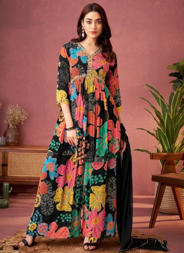 Multi Colour Chinon Printed Trendy Salwar Kameez