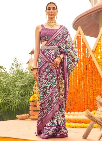 Multi Colour Classic Designer Saree in Patola Silk with Patola Print