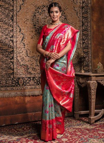 Multi Colour color Banarasi Contemporary Saree with Woven