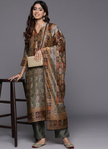 Multi Colour color Chanderi Silk Salwar Suit with Digital Print