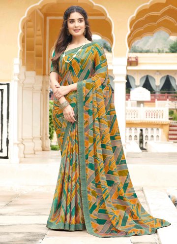 Multi Colour color Chiffon Designer Saree with Geo