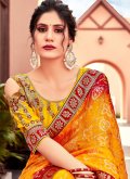Multi Colour color Chiffon Trendy Saree with Bandhej Print - 1