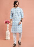 Multi Colour color Cotton  Kurta Pyjama with Digital Print - 1