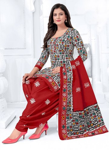 Multi Colour color Cotton  Patiala Suit with Print