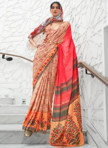 Multi Colour color Crepe Silk Designer Saree with 
