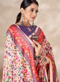Multi Colour color Digital Print Pashmina Designer Saree - 1
