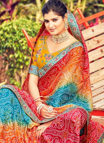 Multi Colour color Embroidered Chiffon Trendy Saree