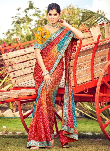 Multi Colour color Embroidered Chiffon Trendy Sare