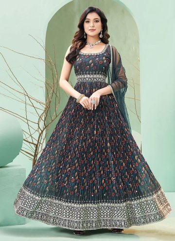 Multi Colour color Embroidered Georgette Readymade