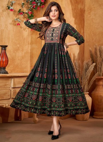 Multi Colour color Embroidered Rayon Floor Length 