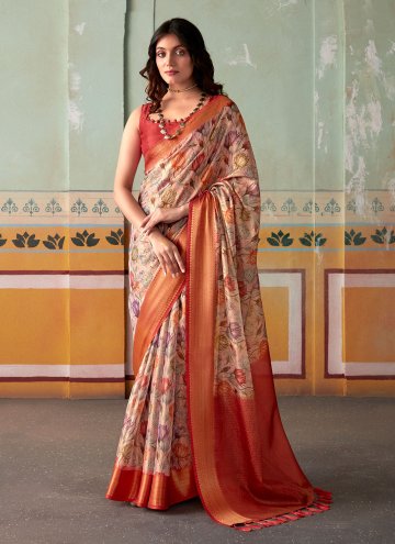 Multi Colour color Floral Print Handloom Silk Trendy Saree
