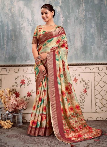 Multi Colour color Gota Work Silk Contemporary Saree