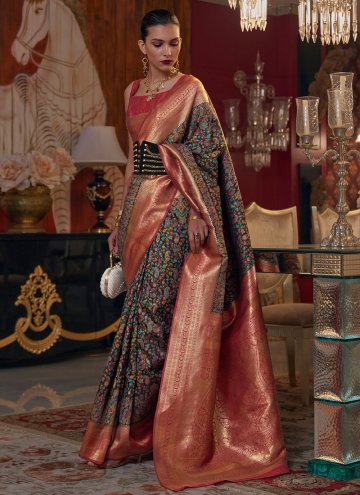 Multi Colour color Handloom Silk Contemporary Saree with Woven