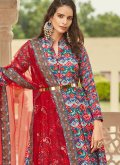 Multi Colour color Jacquard Readymade Designer Gown with Bandhej Print - 2