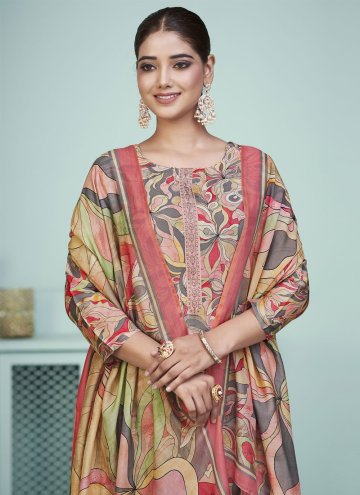 Multi Colour color Muslin Salwar Suit with Digital Print