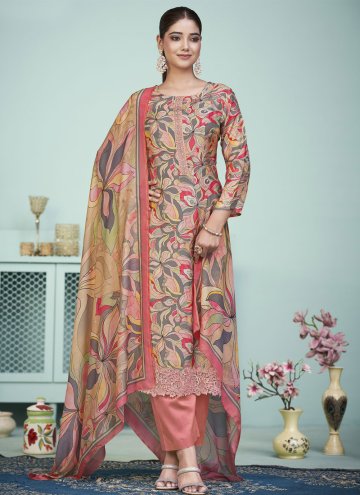 Multi Colour color Muslin Salwar Suit with Digital
