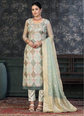 Multi Colour color Organza Pant Style Suit with Embroidered