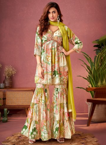 Multi Colour color Printed Muslin Salwar Suit
