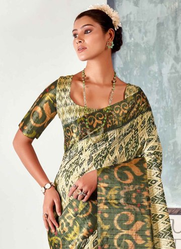 Multi Colour color Printed Tussar Silk Classic Designer Saree