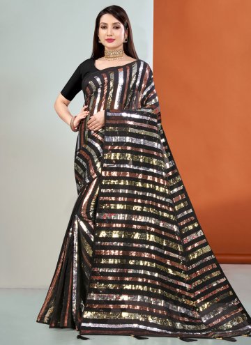 Multi Colour color Sequins Work Georgette Trendy Saree