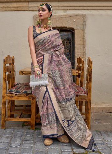 Multi Colour color Silk Contemporary Saree with Digital Print