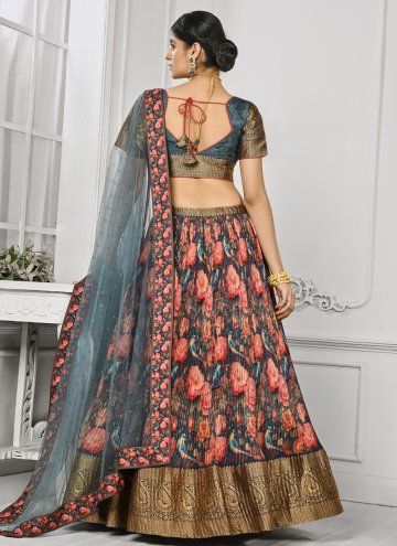 Multi Colour color Silk Designer Lehenga Choli with Floral Print