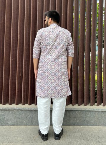 Multi Colour color Soft Cotton Kurta Pyjama with Embroidered