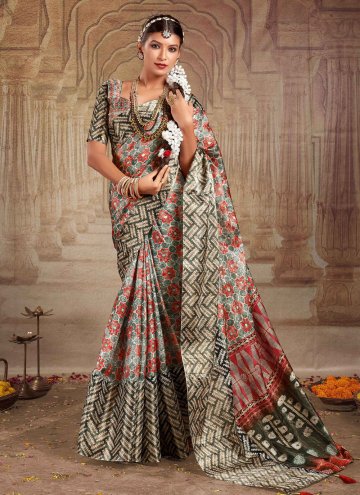Multi Colour color Tussar Silk Classic Designer Saree with Print