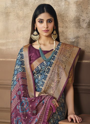 Multi Colour color Tussar Silk Designer Saree with Digital Print