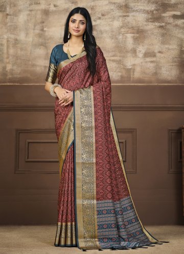 Multi Colour color Tussar Silk Designer Saree with Digital Print