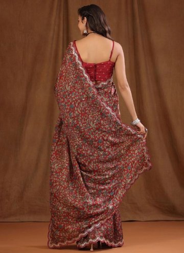 Multi Colour color Vichitra Silk Contemporary Saree with Printed