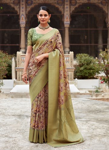 Multi Colour color Woven Crepe Silk Classic Designer Saree
