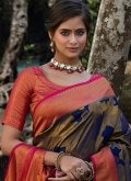 Multi Colour color Woven Kanjivaram Silk Classic Designer Saree - 1