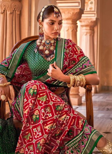 Multi Colour Contemporary Saree in Patola Silk with Printed