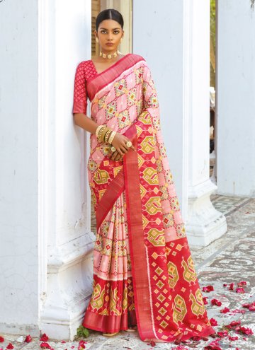 Multi Colour Contemporary Saree in Silk with Patch