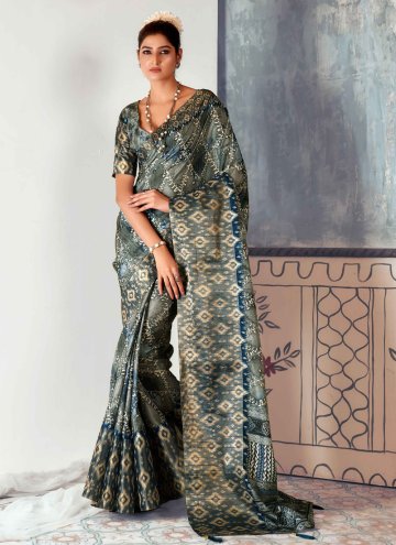 Multi Colour Contemporary Saree in Tussar Silk wit